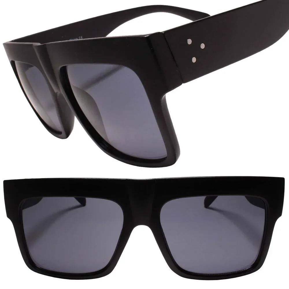 Flat Top Slick Stylish Dapper Clubbing Party Matte Black Hip Hop Sunglasses
